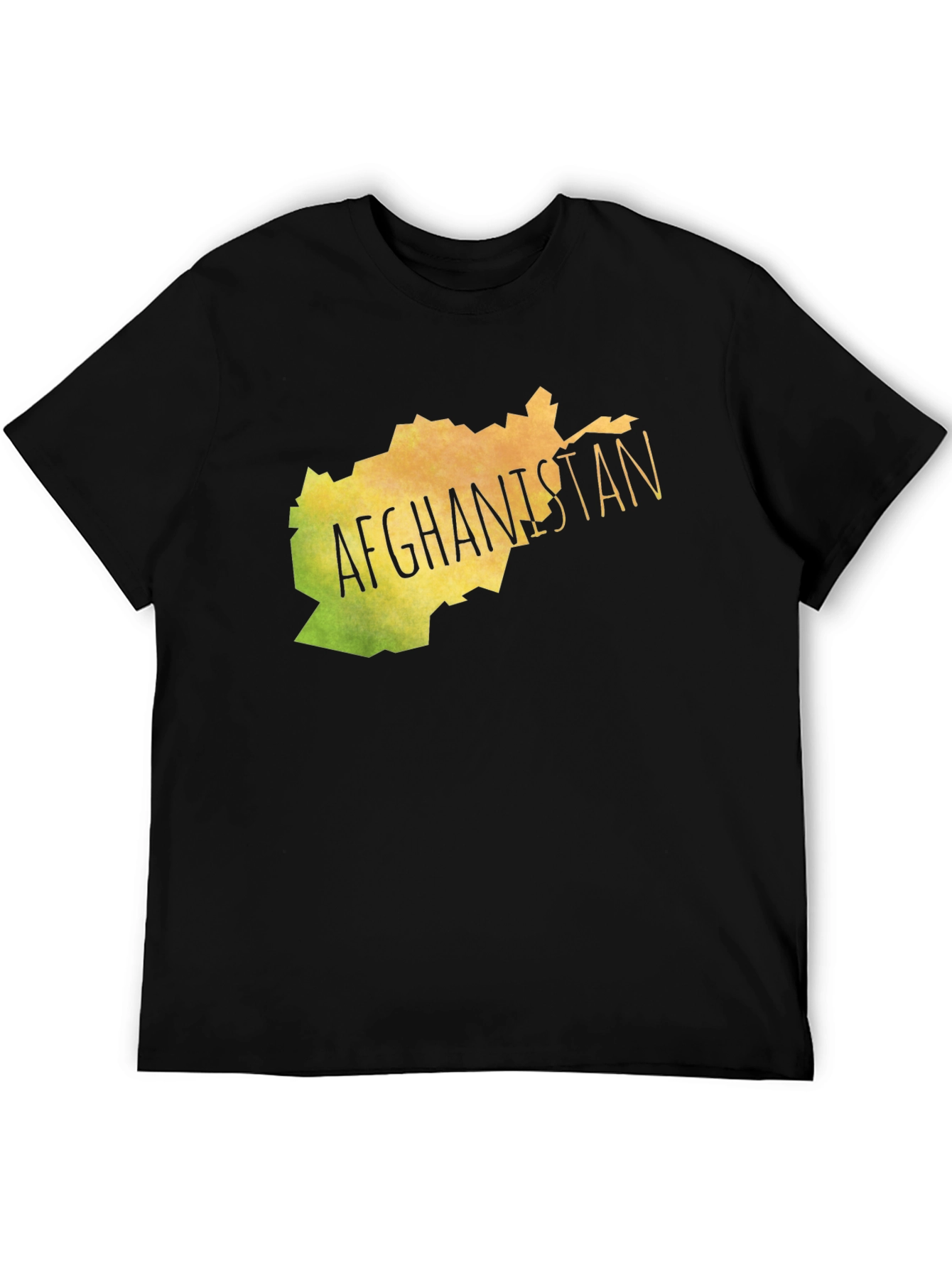 Afghanistan Map Graphic Tee - Black Cotton T-Shirt
