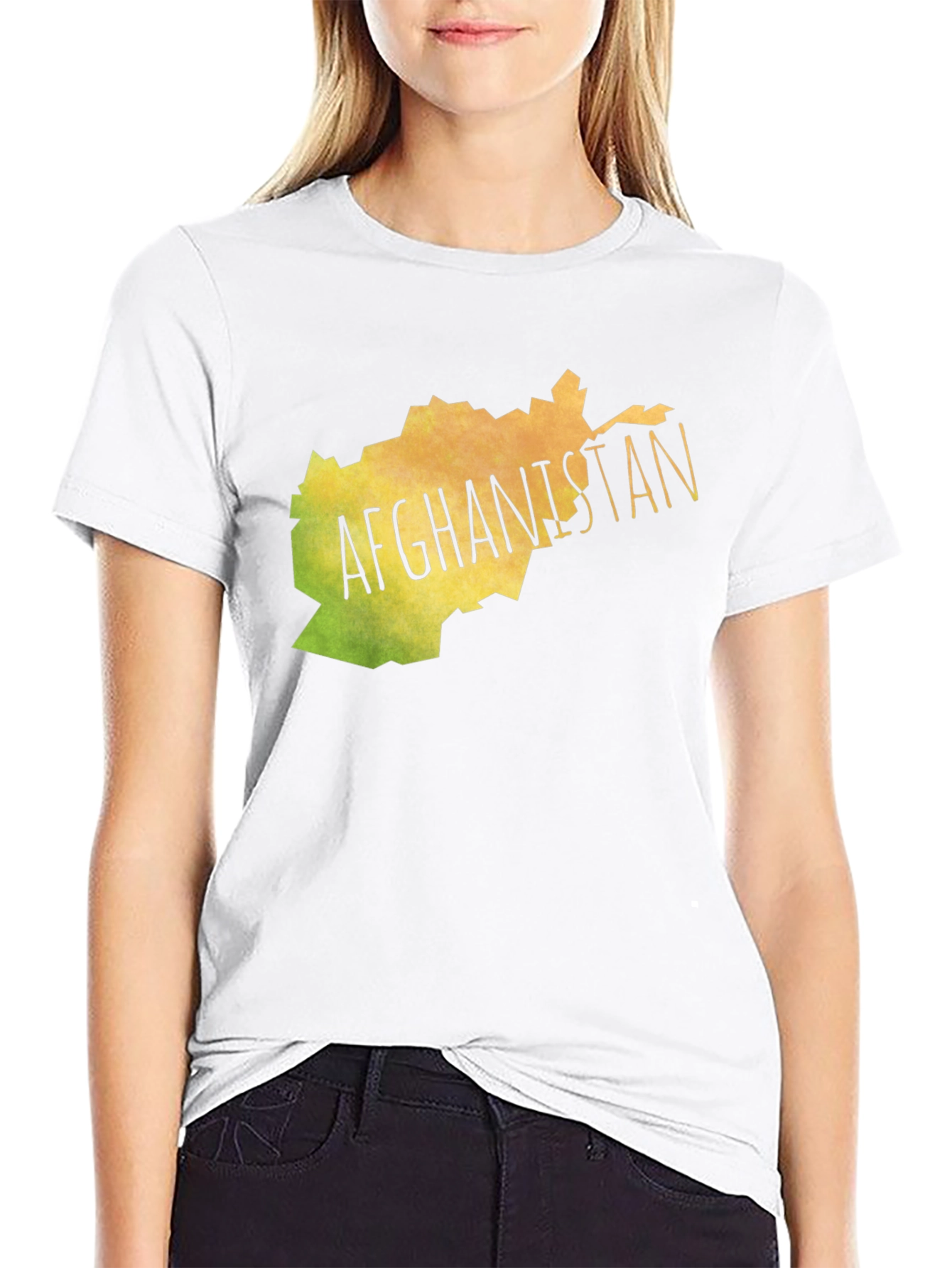Afghanistan Map Graphic Tee - Black Cotton T-Shirt
