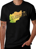 Afghanistan Map Graphic Tee - Black Cotton T-Shirt