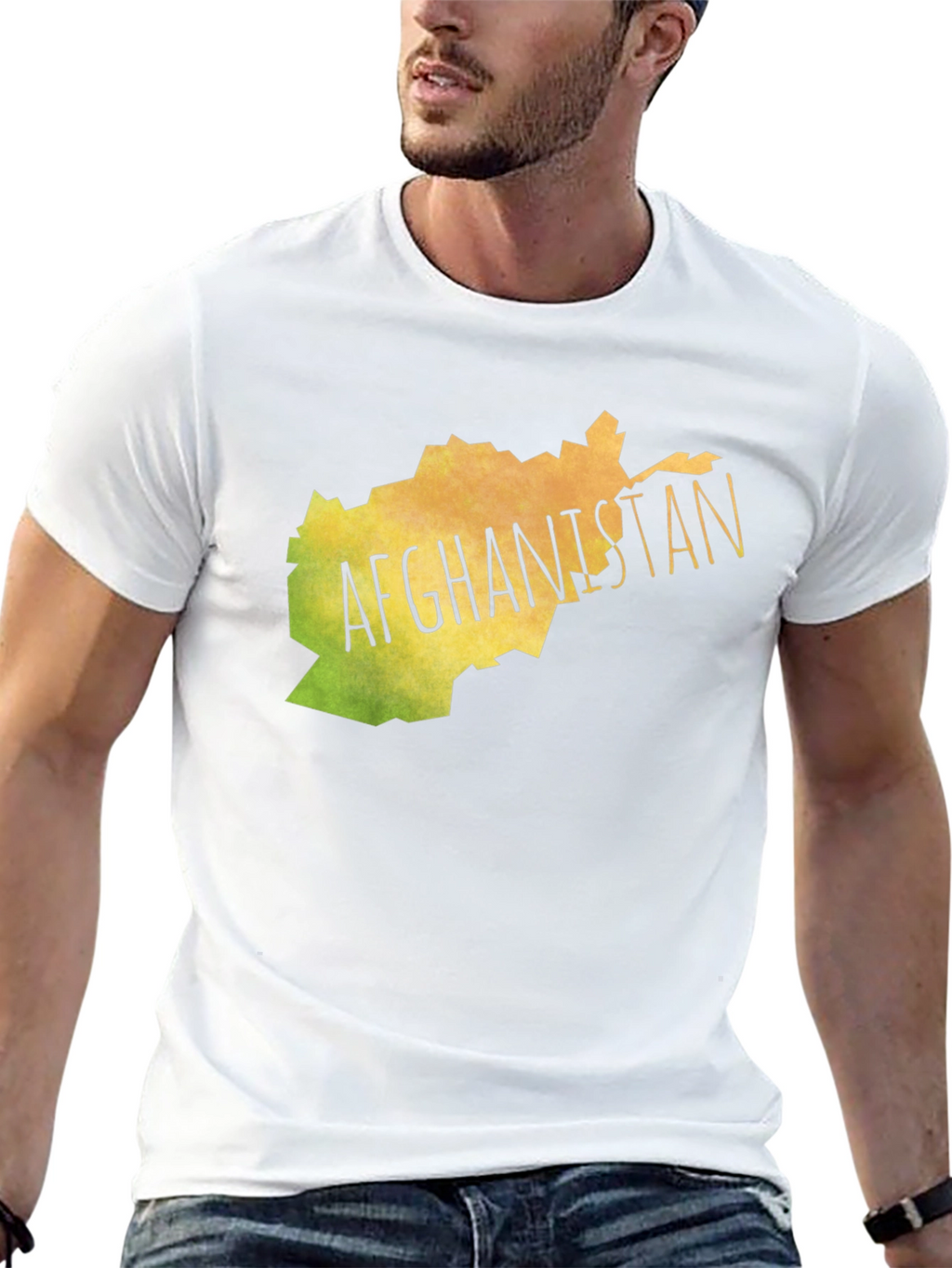 Afghanistan Map Graphic Tee - Black Cotton T-Shirt