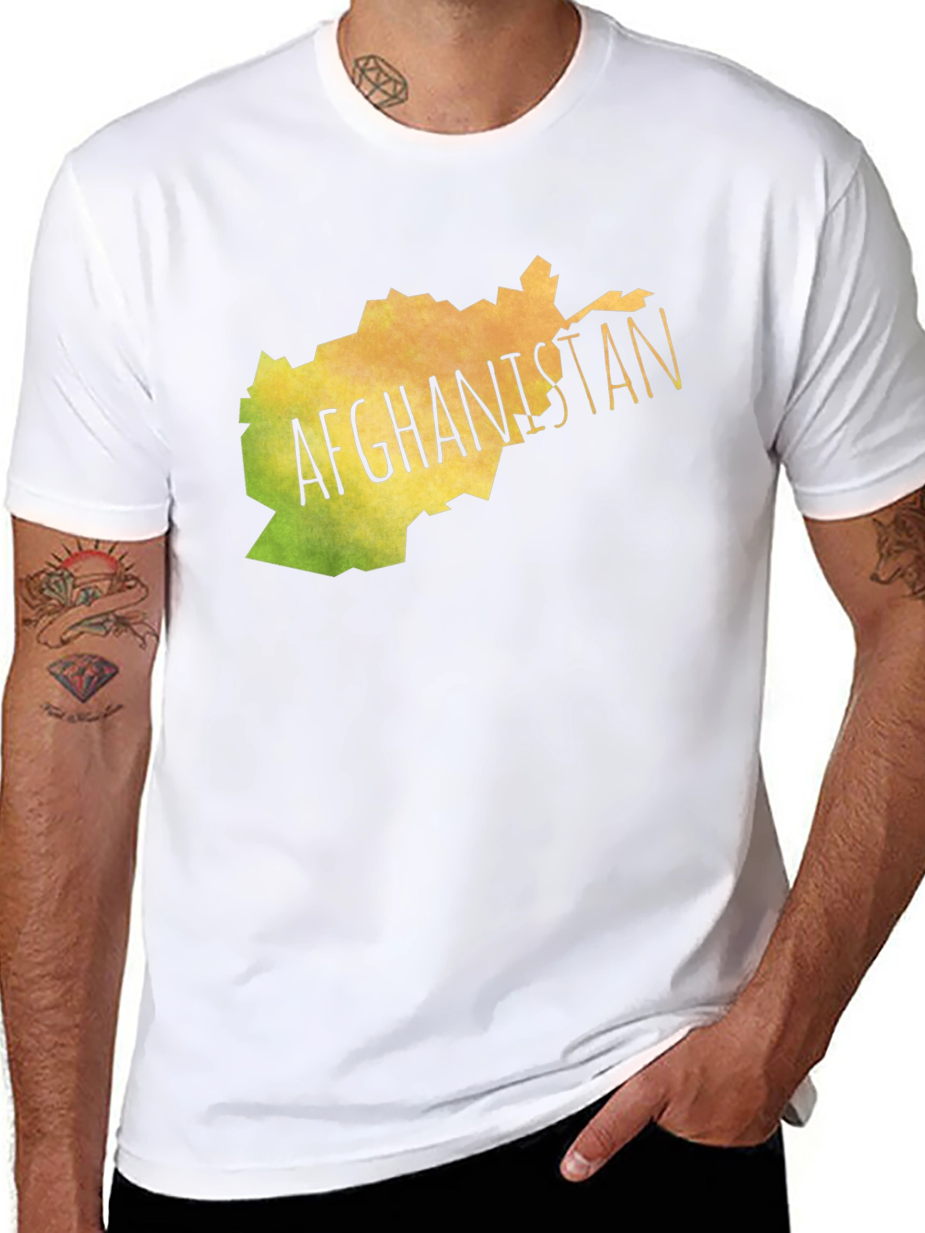 Afghanistan Map Graphic Tee - Black Cotton T-Shirt
