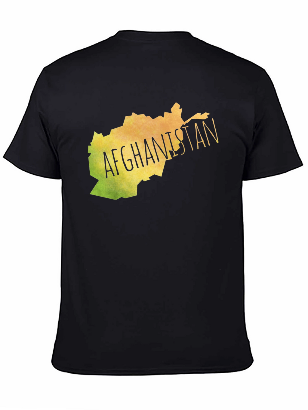 Afghanistan Map Graphic Tee - Black Cotton T-Shirt
