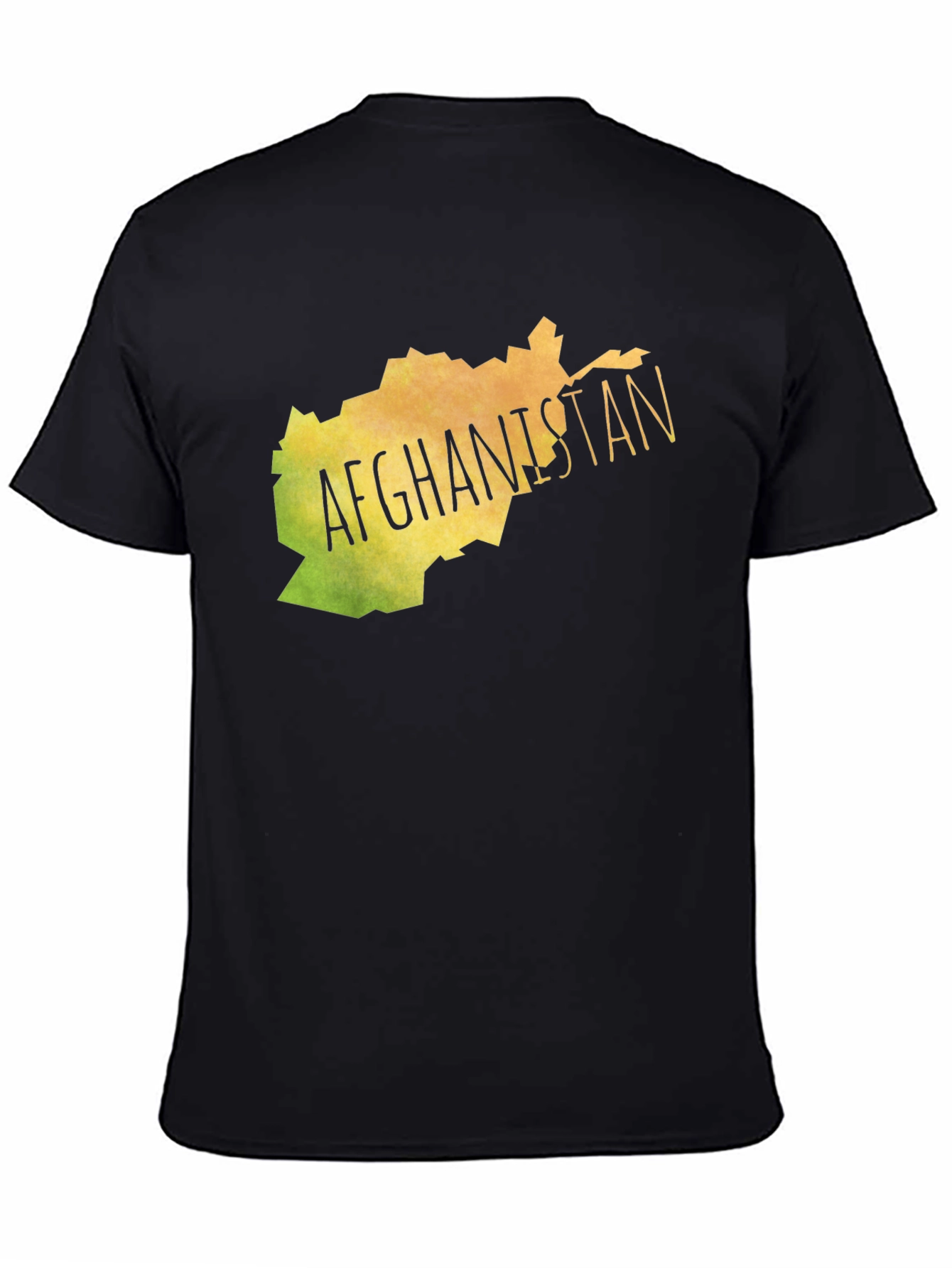 Afghanistan Map Graphic Tee - Black Cotton T-Shirt