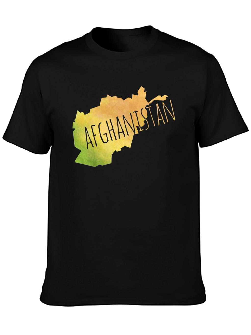 Afghanistan Map Graphic Tee - Black Cotton T-Shirt