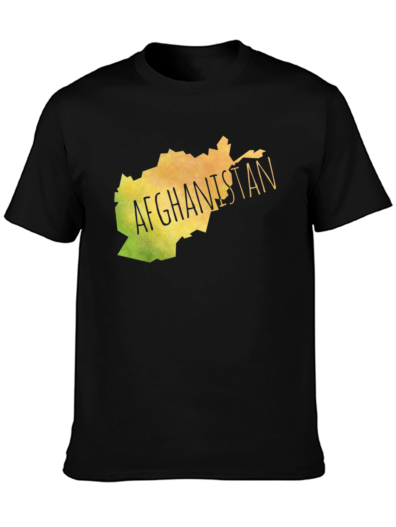 Afghanistan Map Graphic Tee - Black Cotton T-Shirt