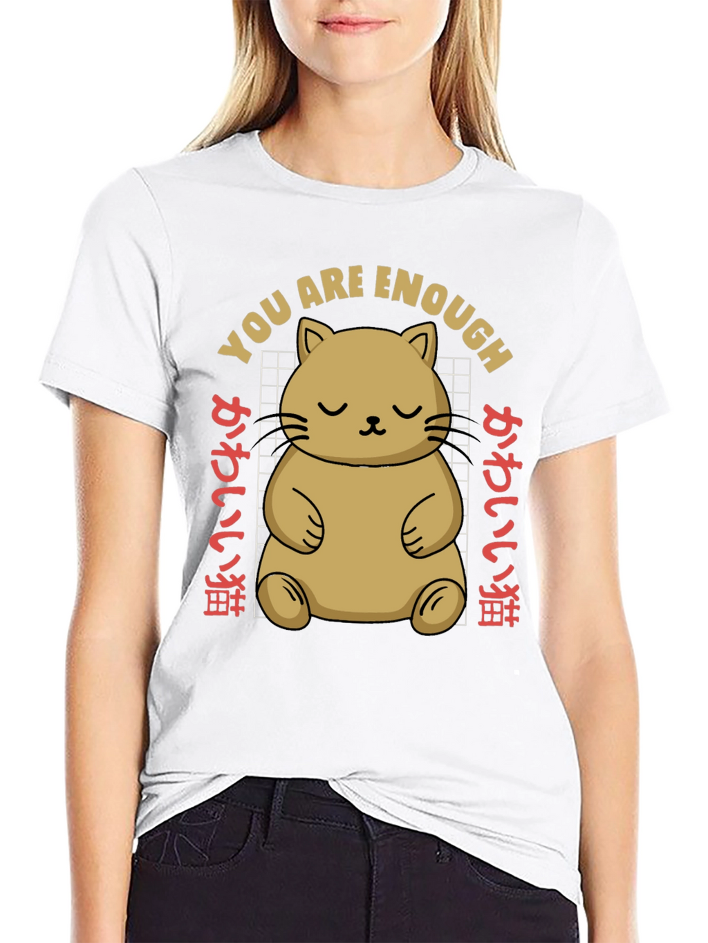 Cute Cat You Are Enough Graphic Tee