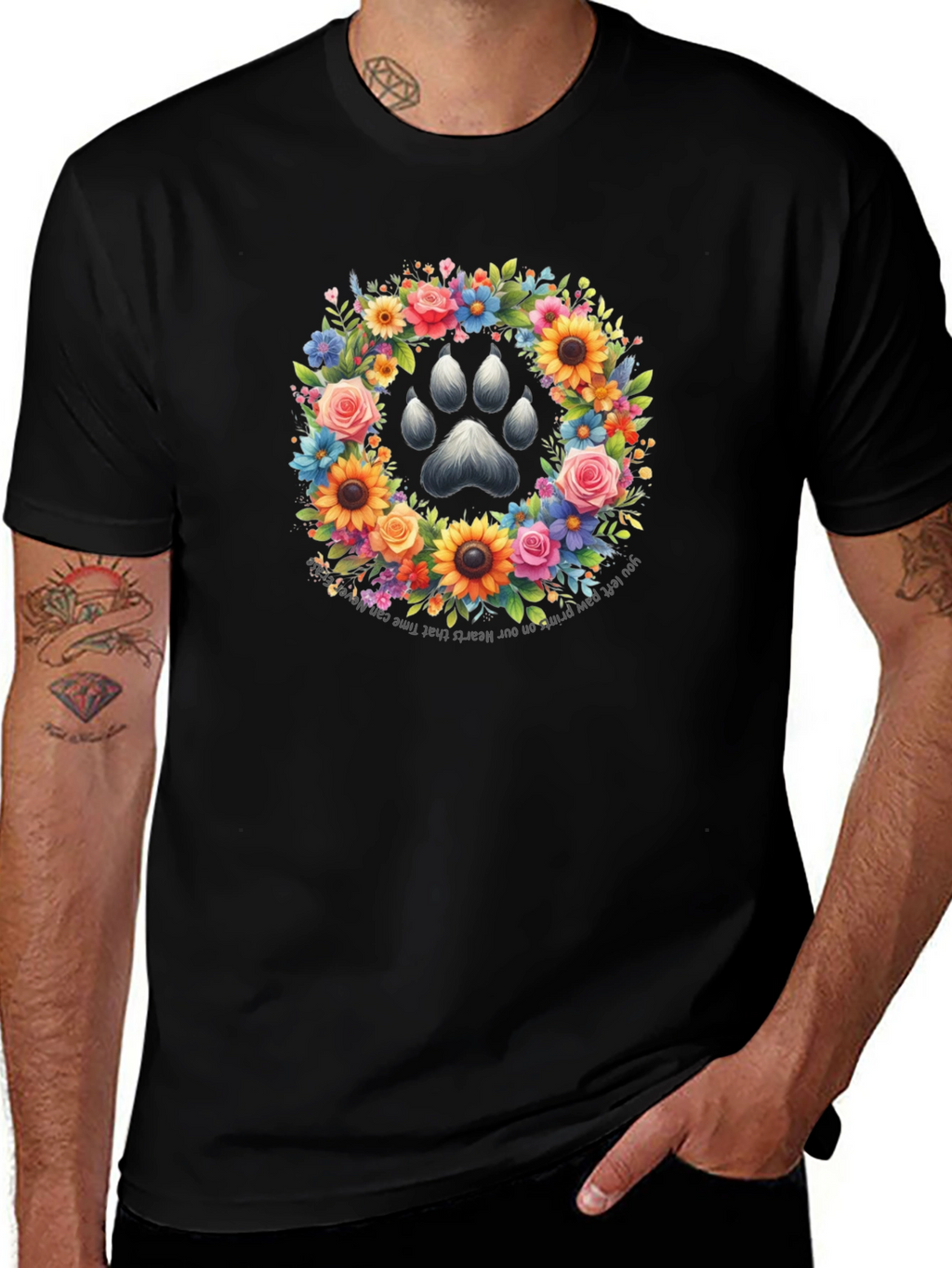 Floral Paw Print Memorial T-Shirt
