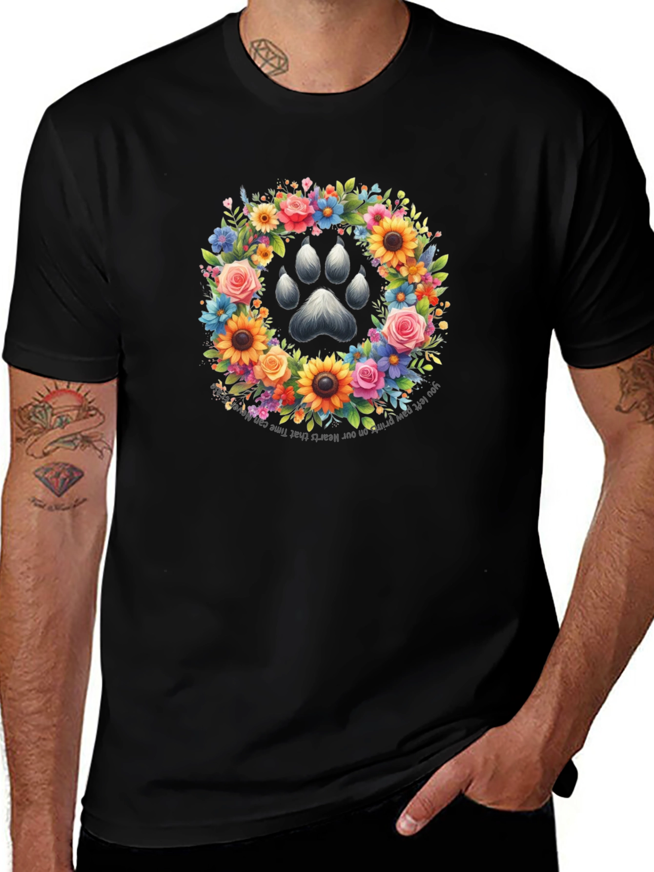 Floral Paw Print Memorial T-Shirt