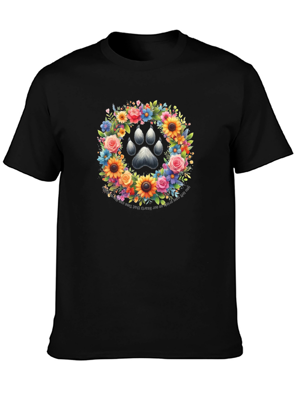Floral Paw Print Memorial T-Shirt