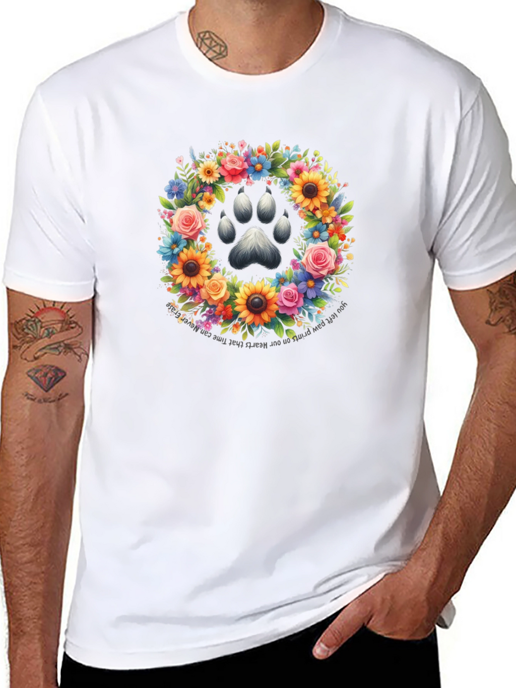 Floral Paw Print Memorial T-Shirt