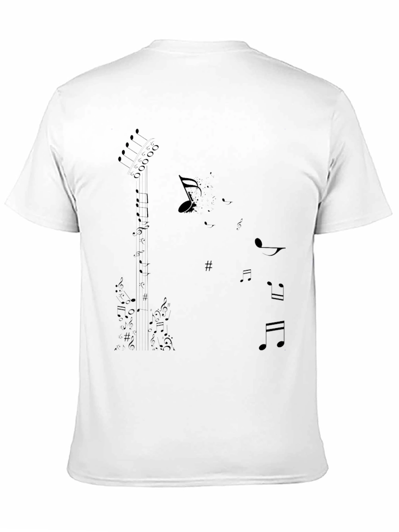 Musical Notes Guitar Graphic Tee - Black