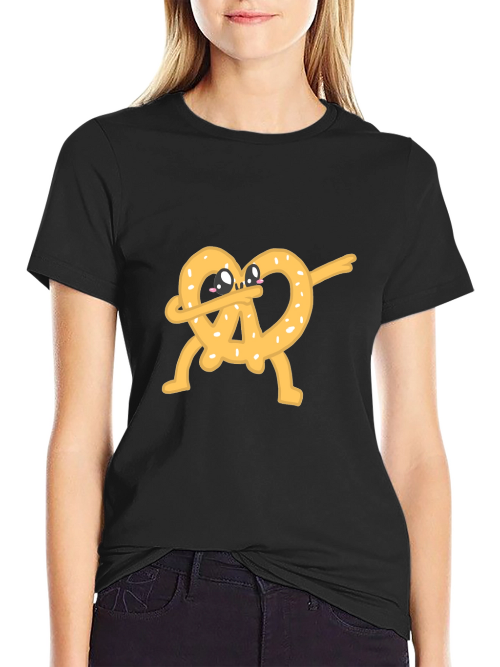 Dabbing Pretzel Graphic Tee - Unisex Black T-Shirt