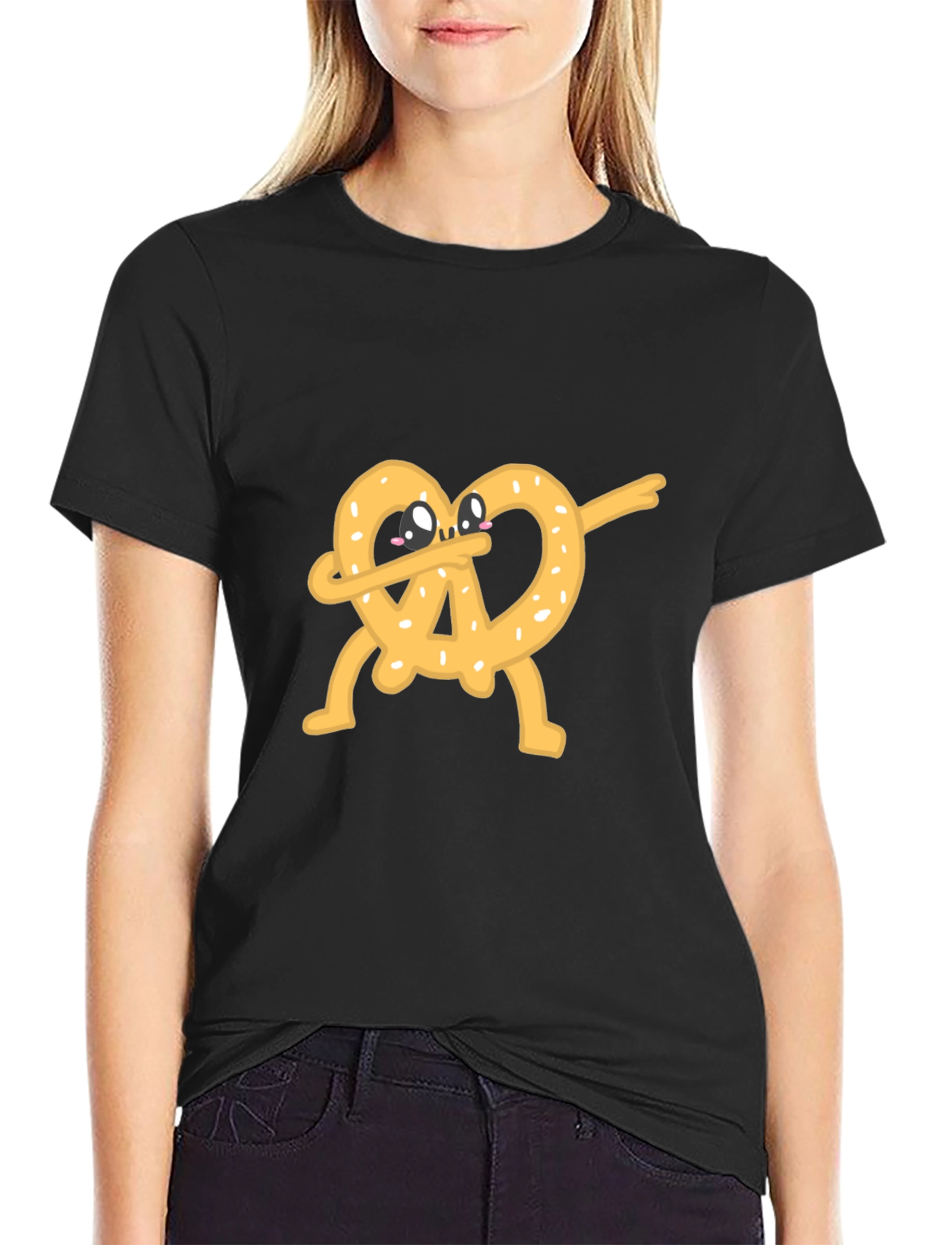 Dabbing Pretzel Graphic Tee - Unisex Black T-Shirt