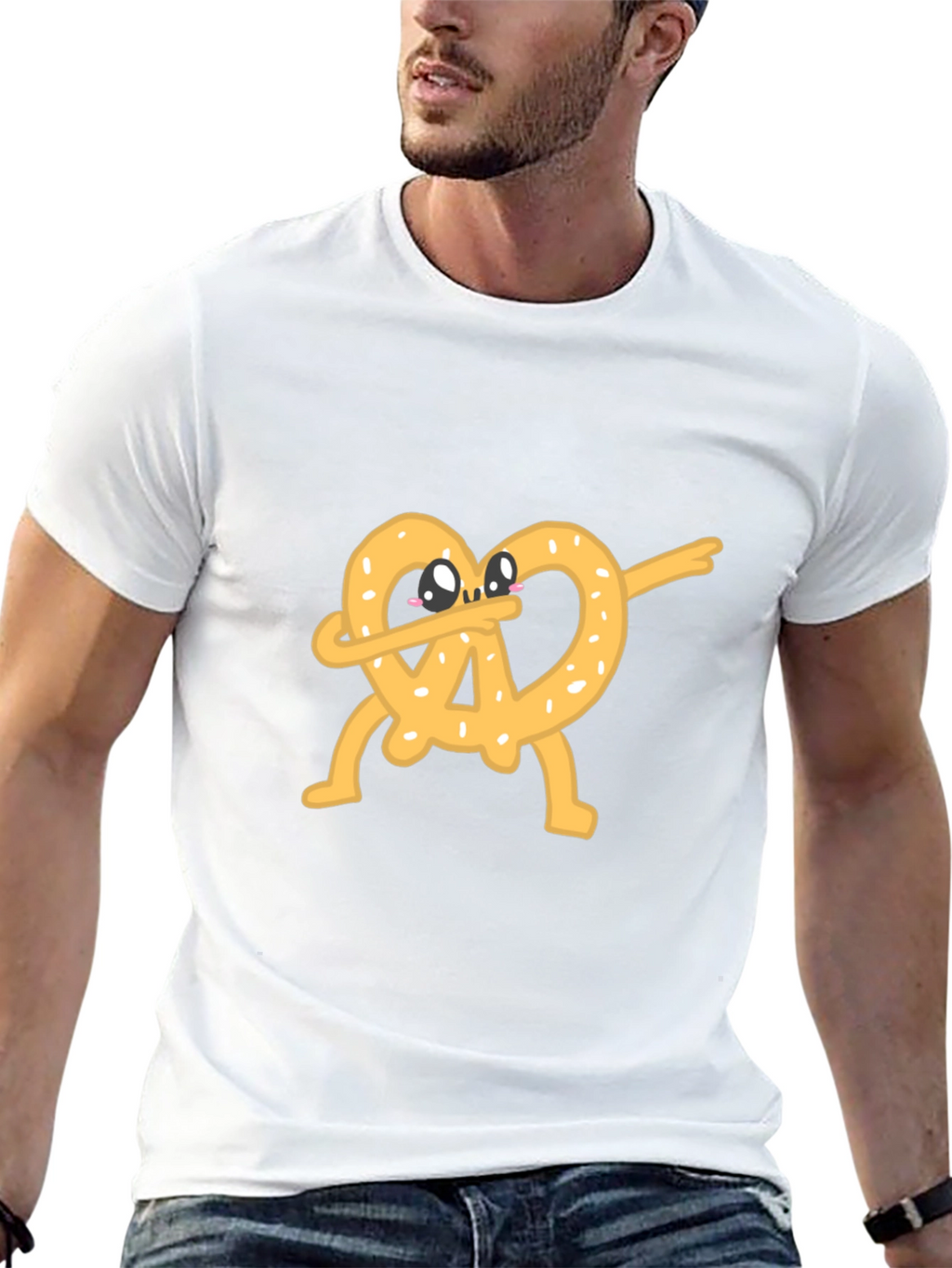 Dabbing Pretzel Graphic Tee - Unisex Black T-Shirt