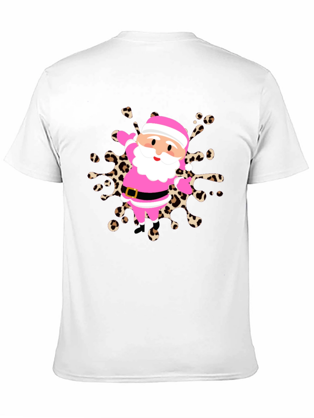 Festive Santa Tee - Pink & Leopard