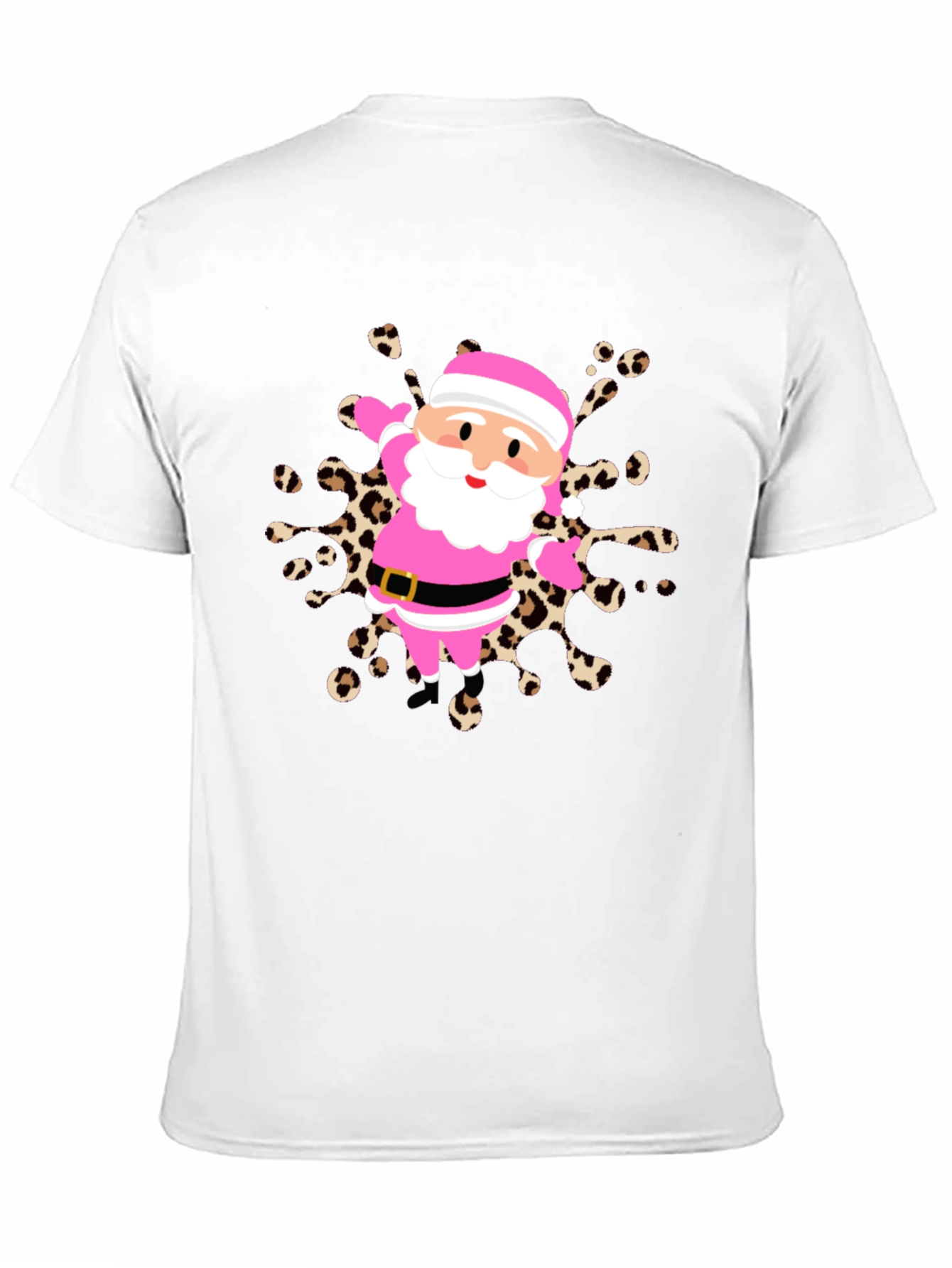 Festive Santa Tee - Pink & Leopard