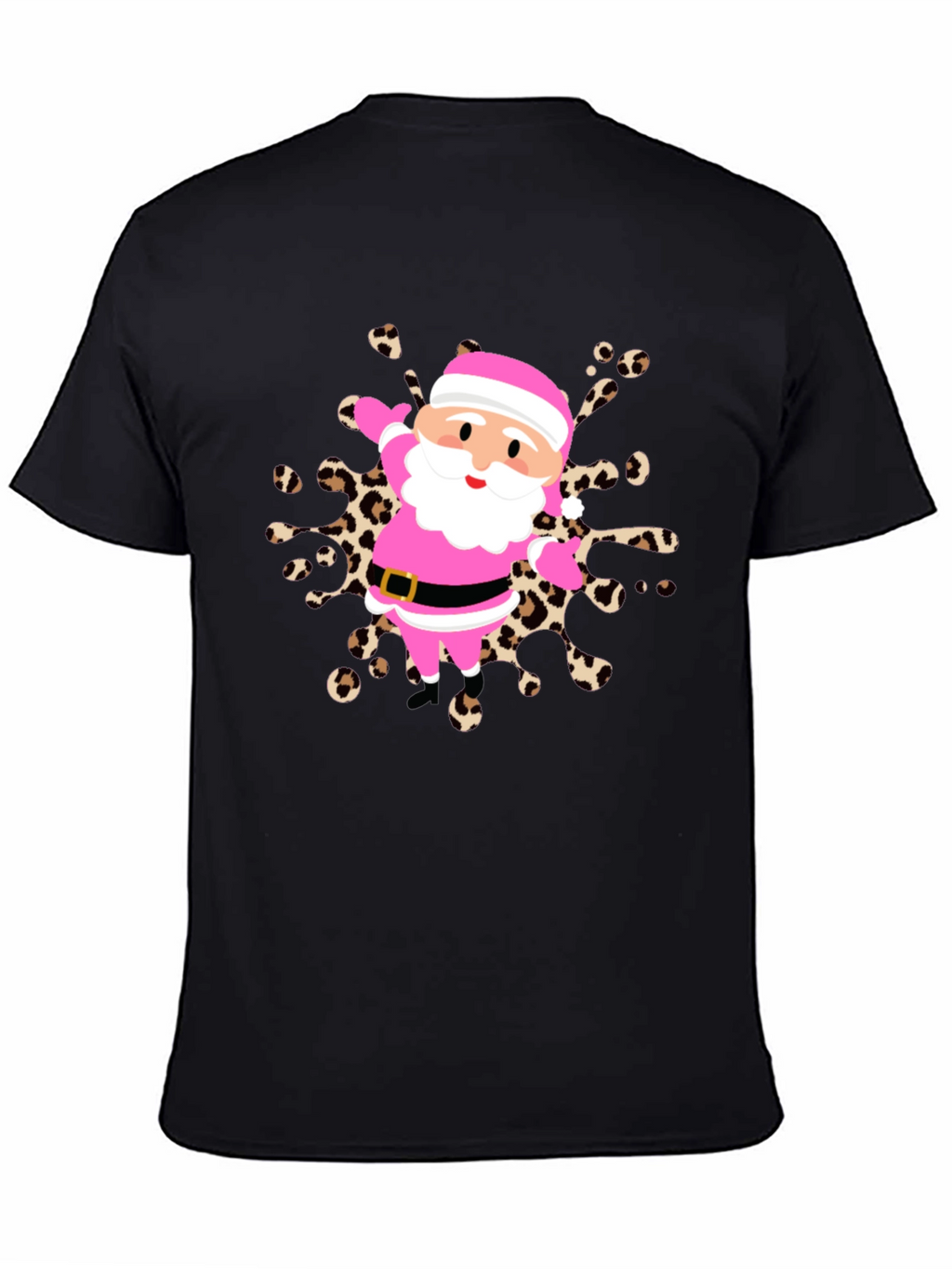 Festive Santa Tee - Pink & Leopard