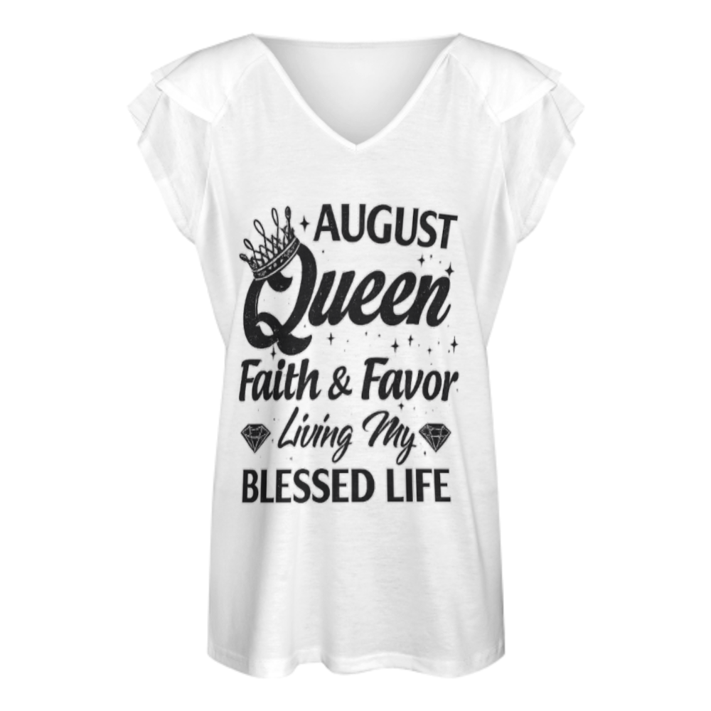 August Queen Birthday Graphic Tee – Faith & Favor Blessed Life Inspirational Shirt for Women(z867)