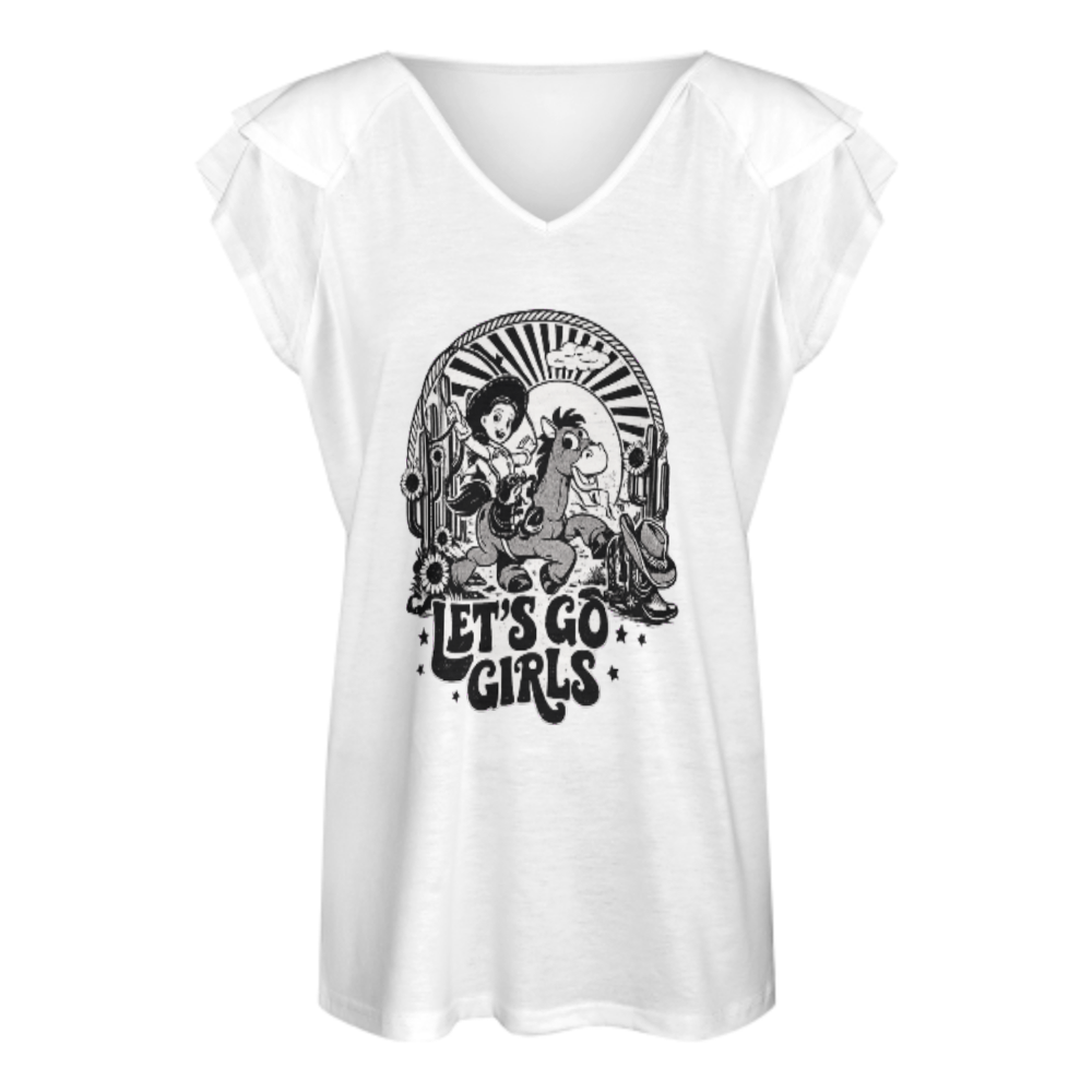 Let’s Go Girls Western Cowgirl Graphic Tee – Vintage Rodeo Country Style Shirt for Women(z864)