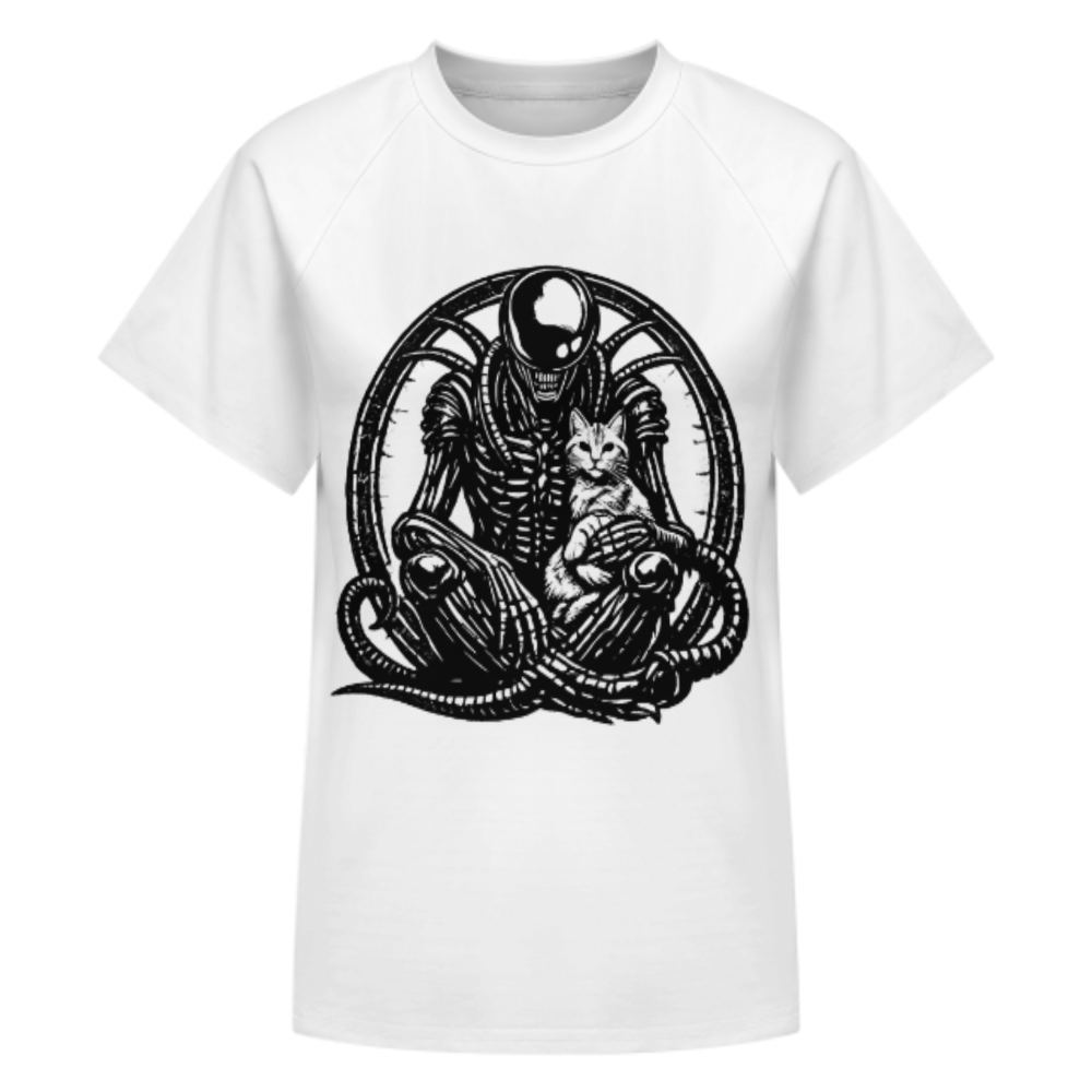 Alien & Cat Gothic Graphic T-Shirt | Dark Sci-Fi Horror Lover Vintage Style Tee(z903)