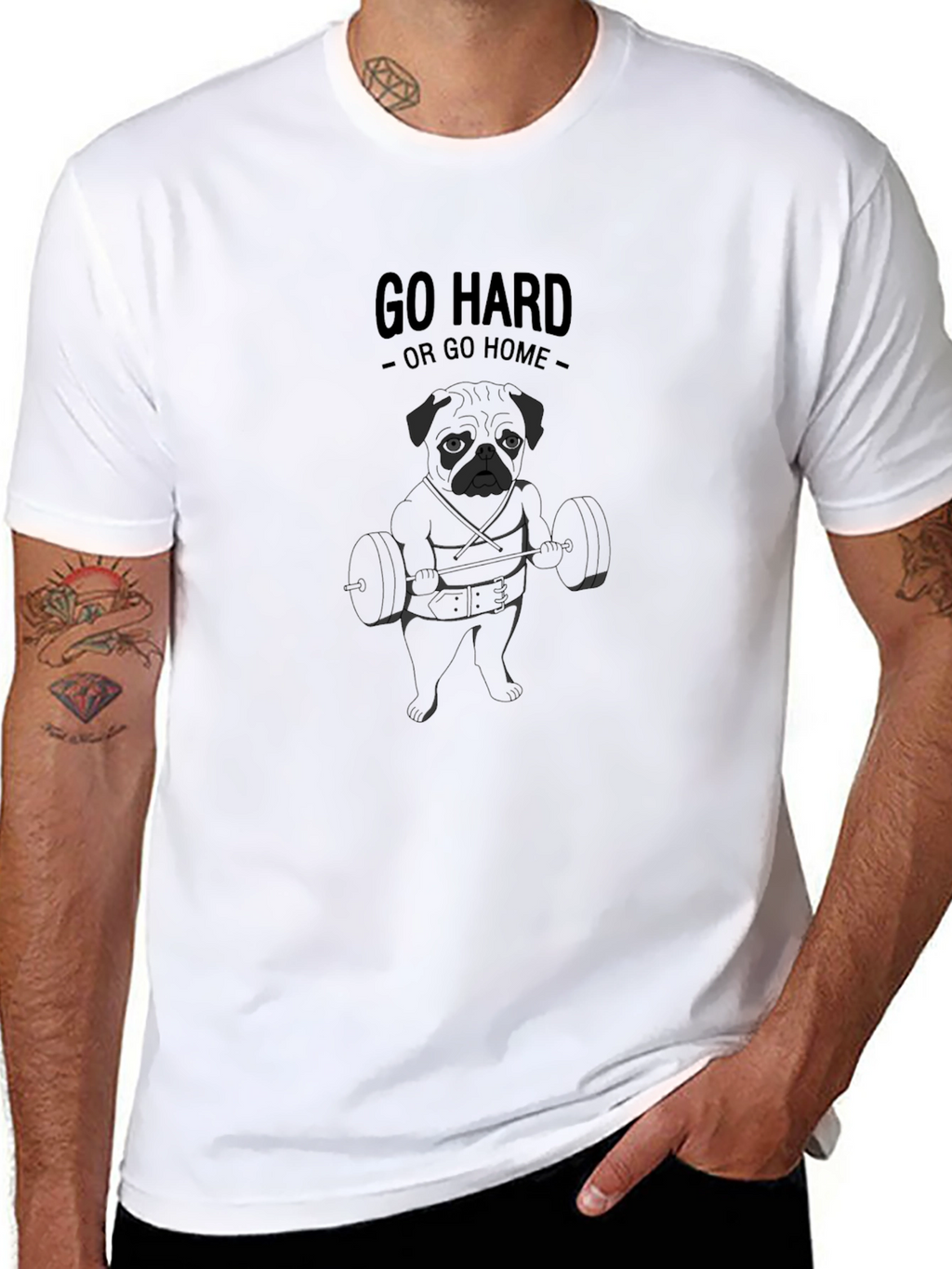 Go Hard Pug Black T-Shirt