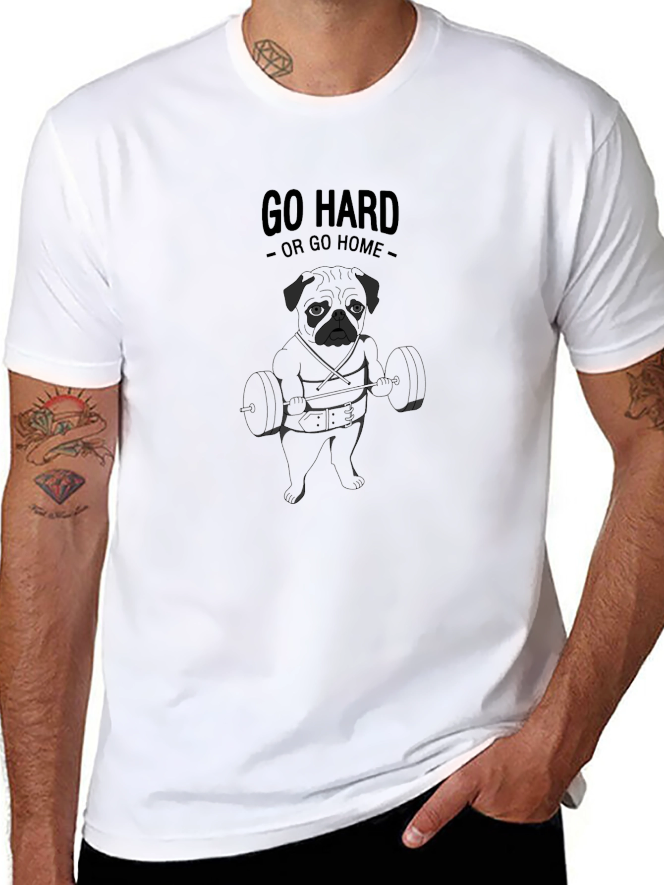 Go Hard Pug Black T-Shirt
