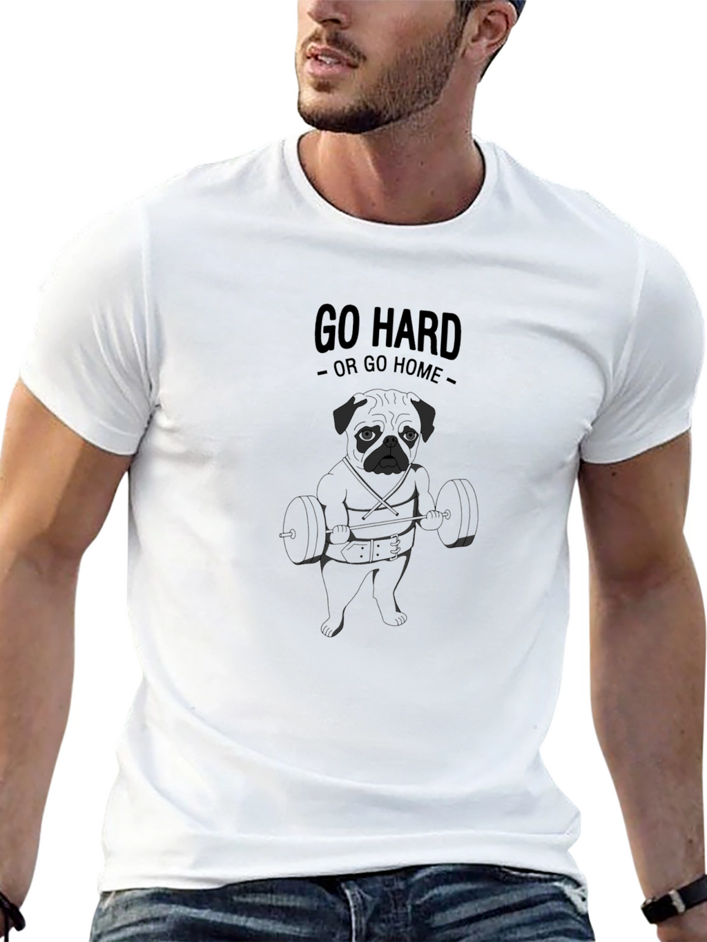 Go Hard Pug Black T-Shirt