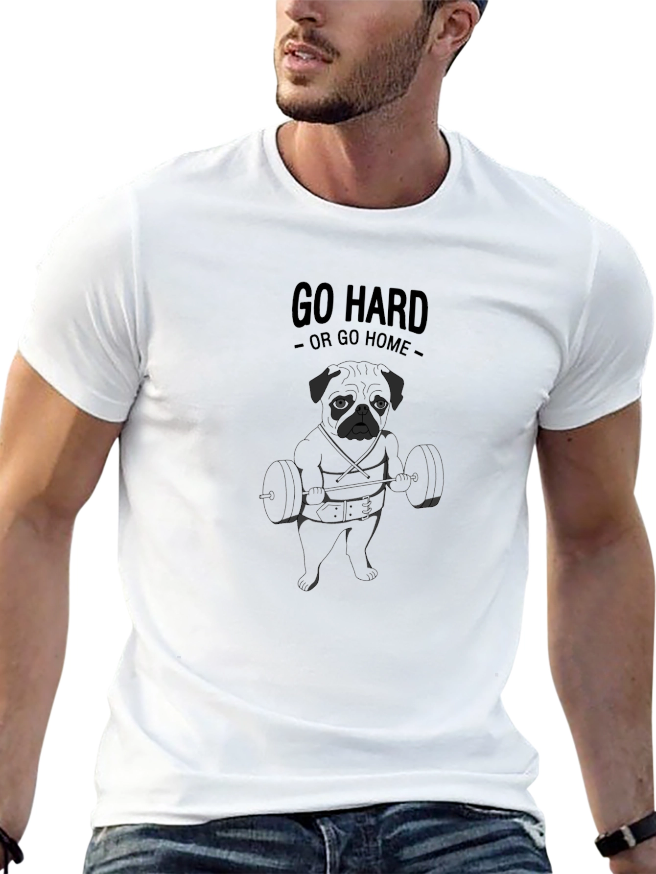 Go Hard Pug Black T-Shirt