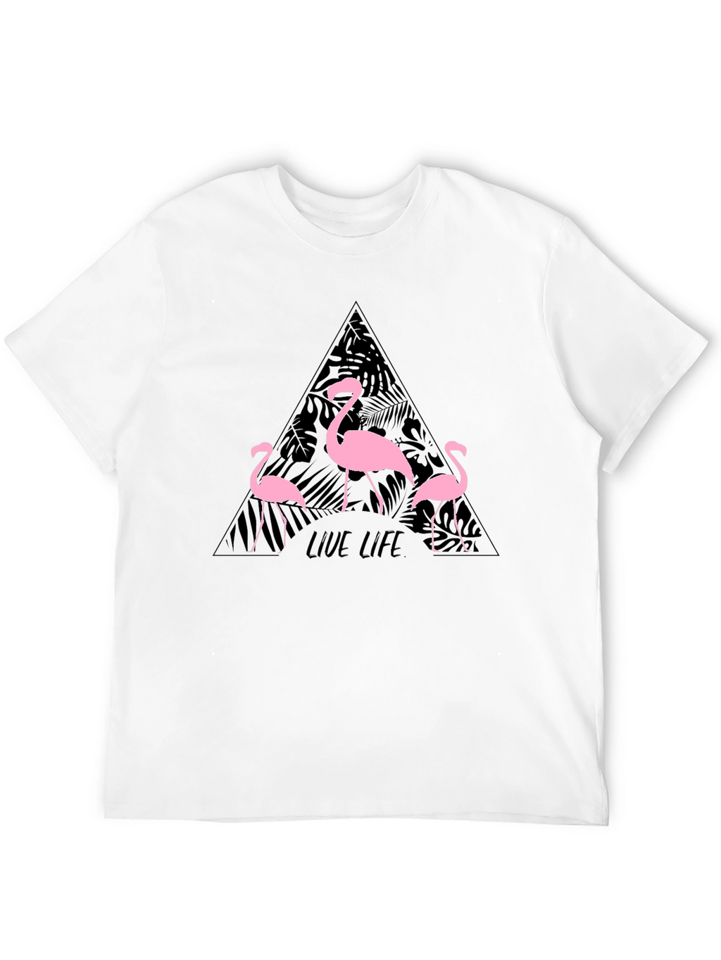 Flamingo Live Life Graphic Print Crew Neck T-Shirt
