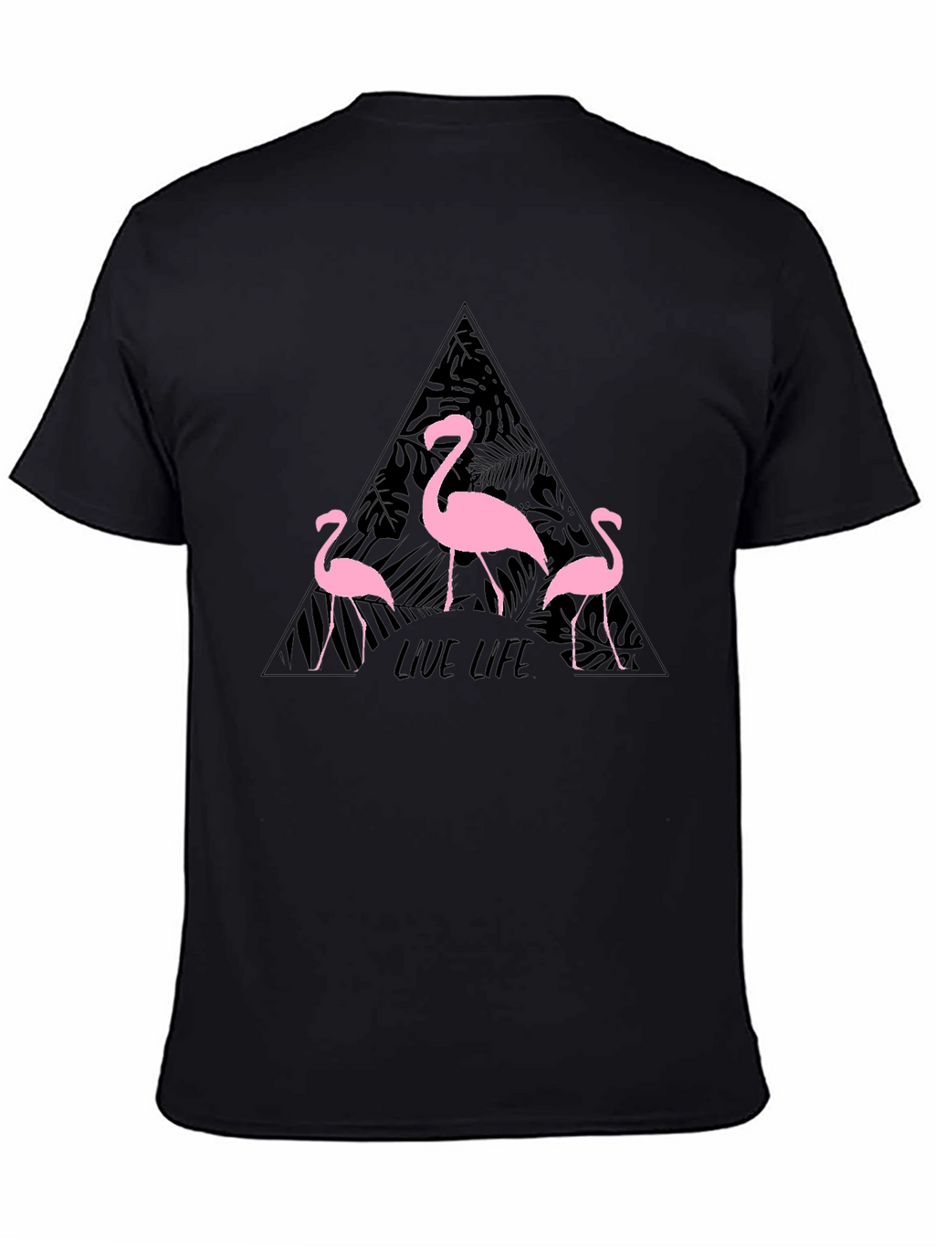 Flamingo Live Life Graphic Print Crew Neck T-Shirt