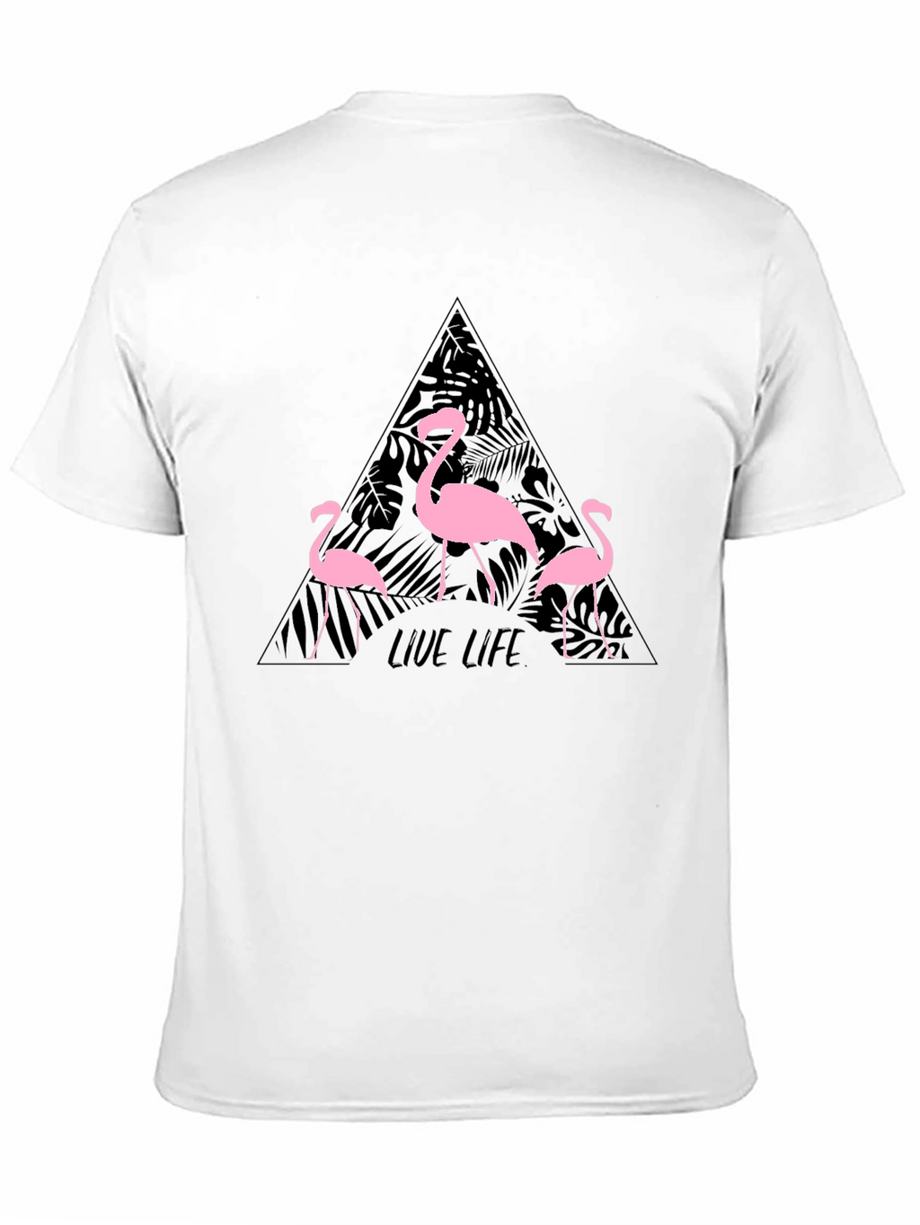 Flamingo Live Life Graphic Print Crew Neck T-Shirt