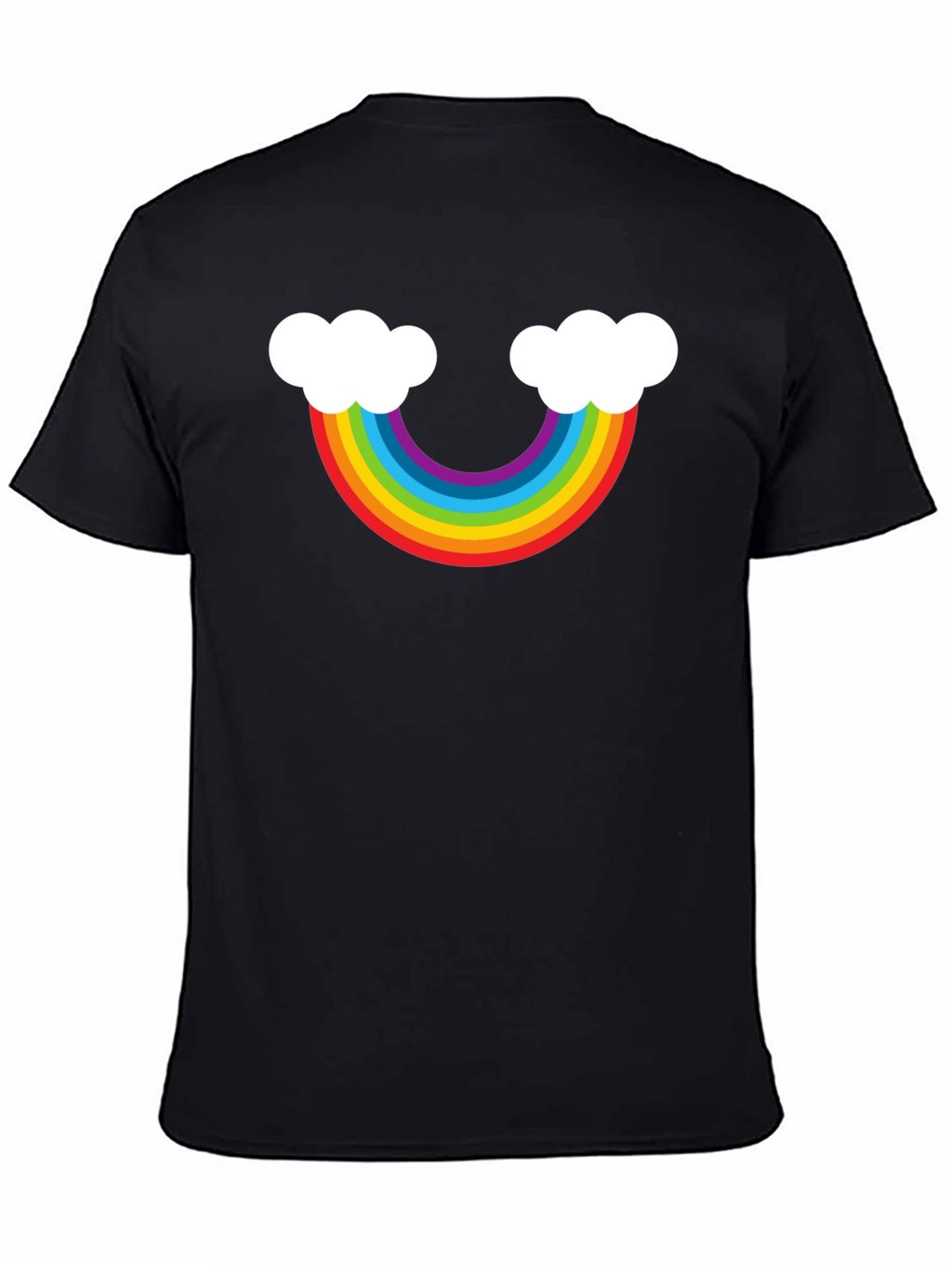 Rainbow Cloud Graphic Tee - Black Casual Shirt
