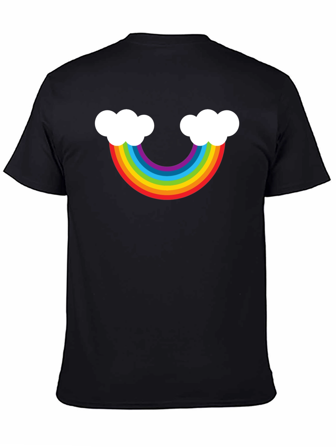 Rainbow Cloud Graphic Tee - Black Casual Shirt