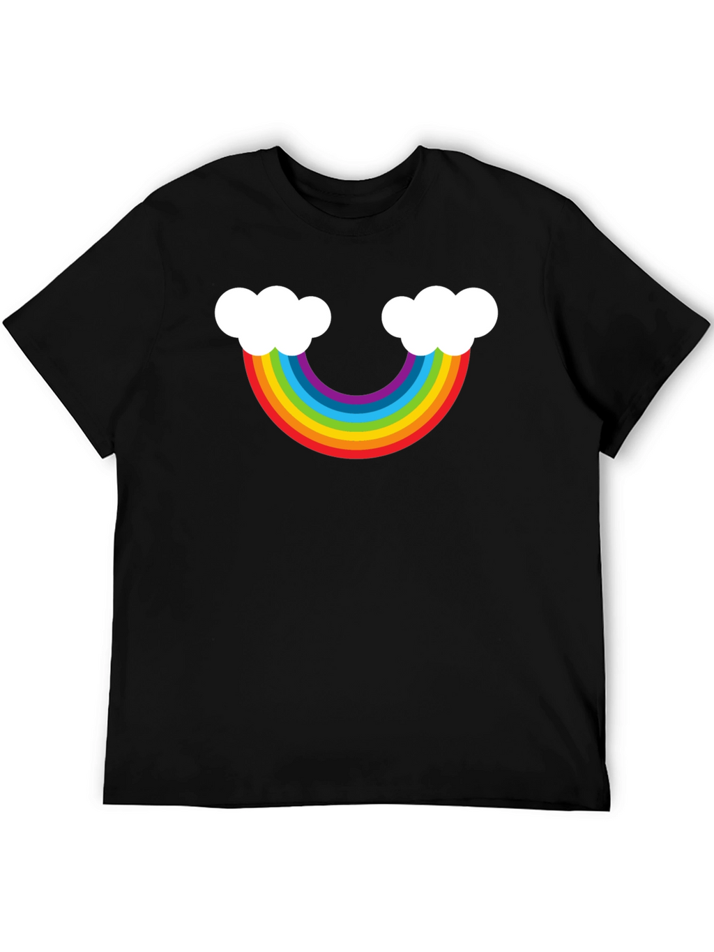 Rainbow Cloud Graphic Tee - Black Casual Shirt