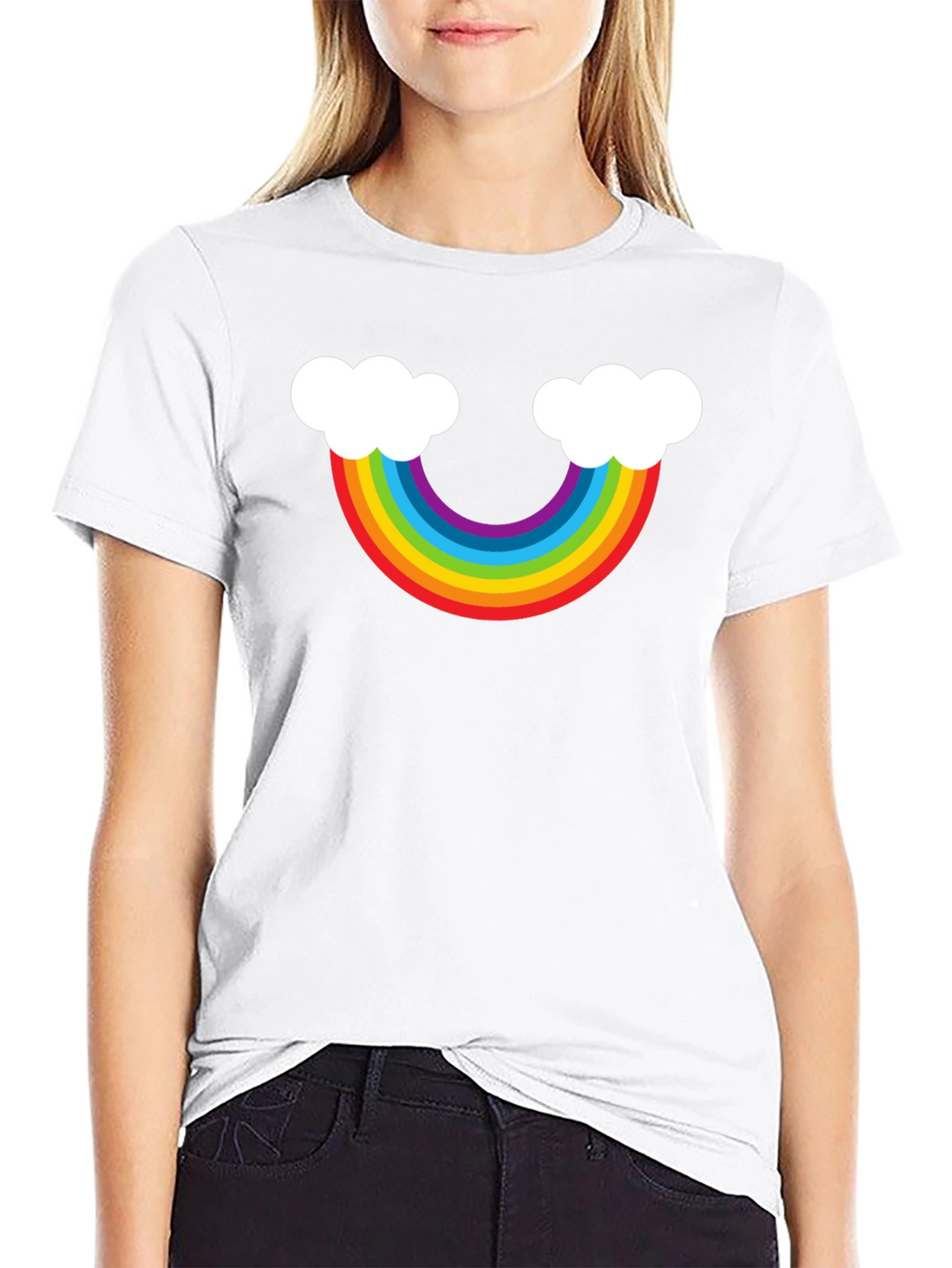 Rainbow Cloud Graphic Tee - Black Casual Shirt