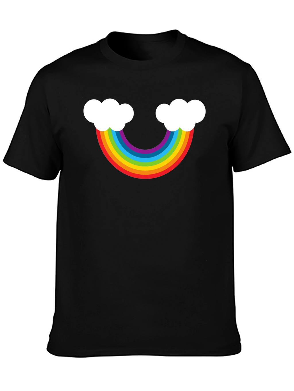 Rainbow Cloud Graphic Tee - Black Casual Shirt