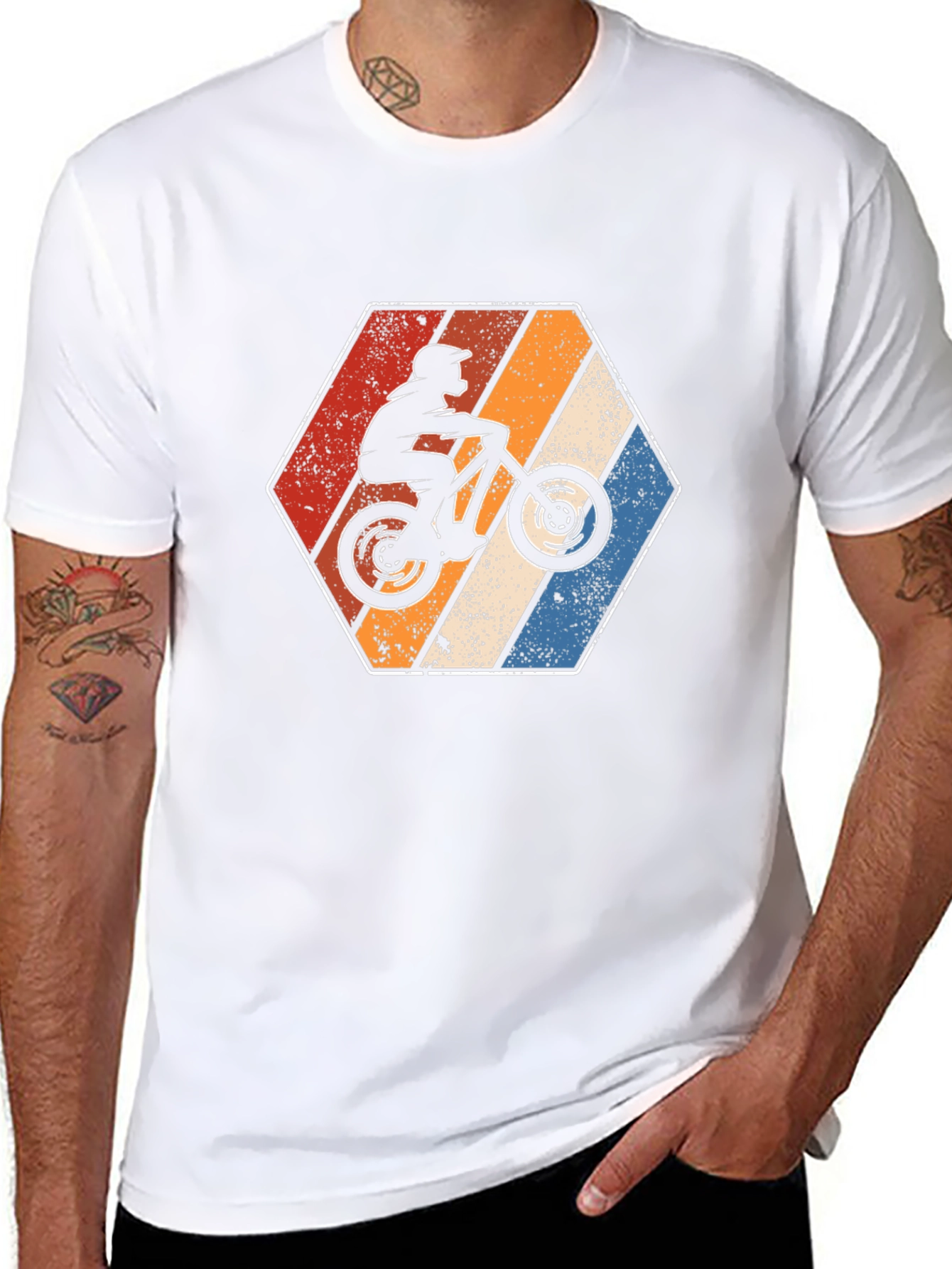 Mountain Bike Retro Hexagon Graphic Tee