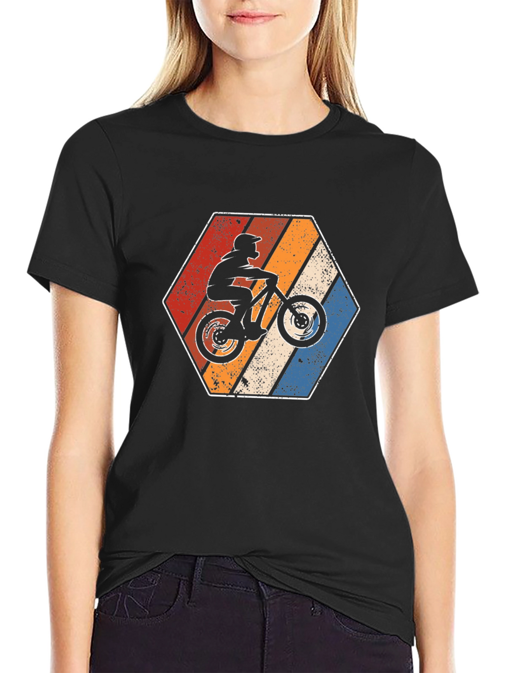 Mountain Bike Retro Hexagon Graphic Tee