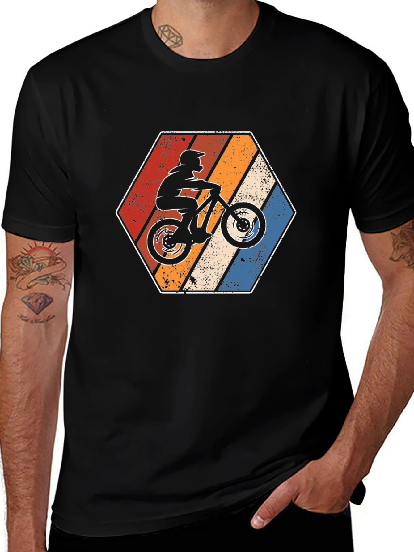 Mountain Bike Retro Hexagon Graphic Tee