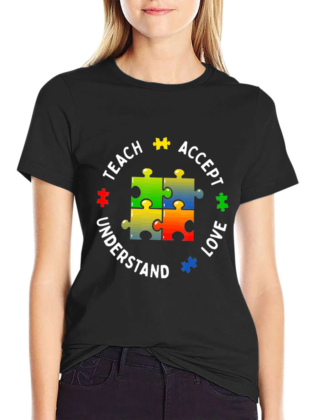 Autism Awareness Puzzle Piece Teach Love T-Shirt