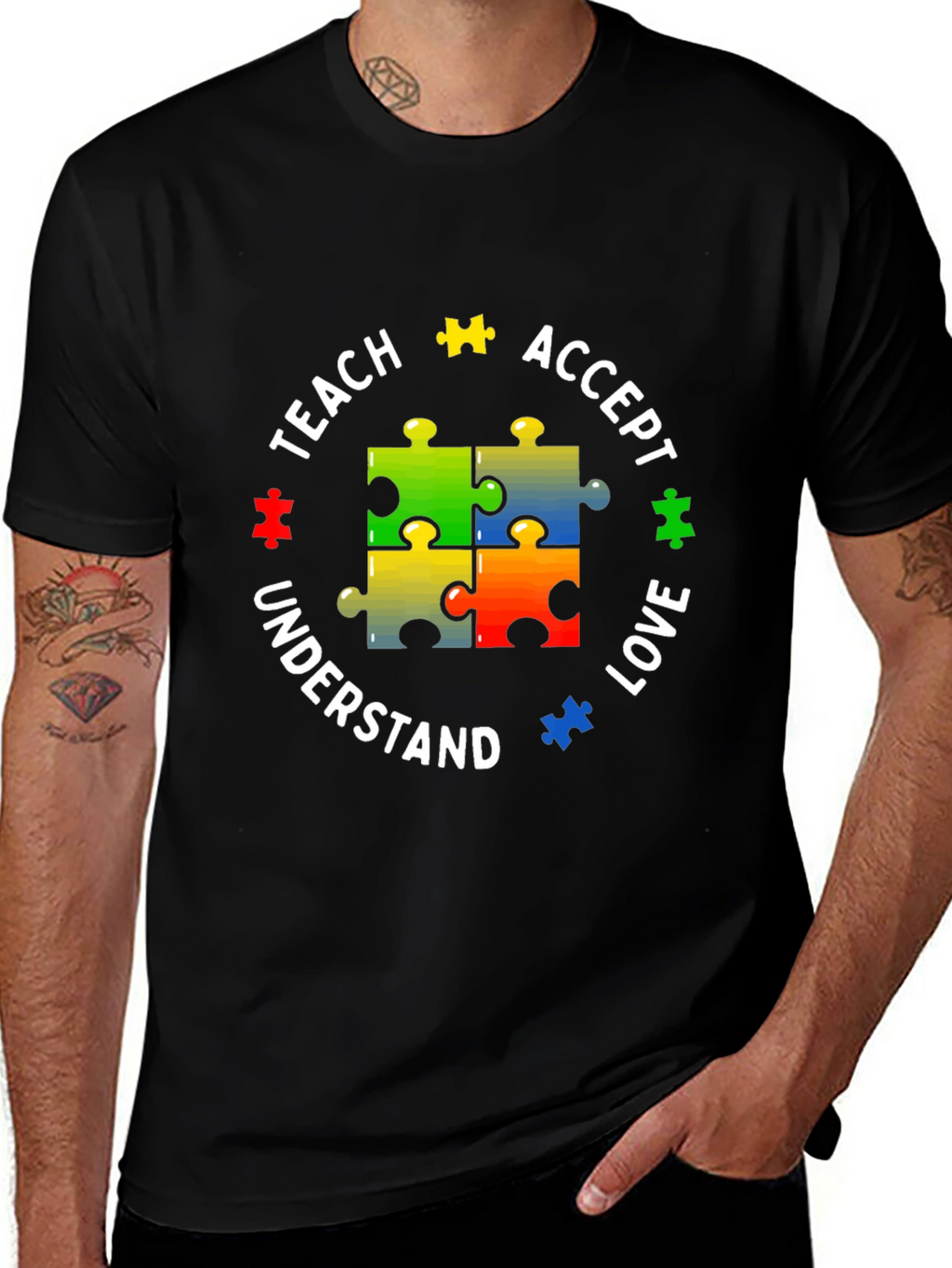 Autism Awareness Puzzle Piece Teach Love T-Shirt