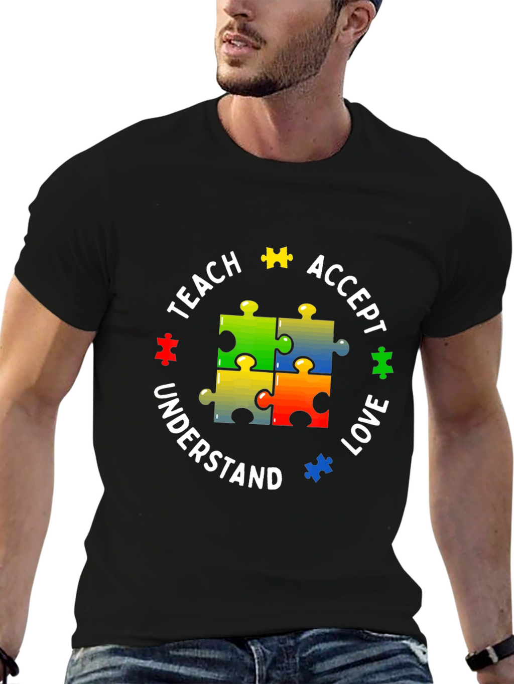 Autism Awareness Puzzle Piece Teach Love T-Shirt