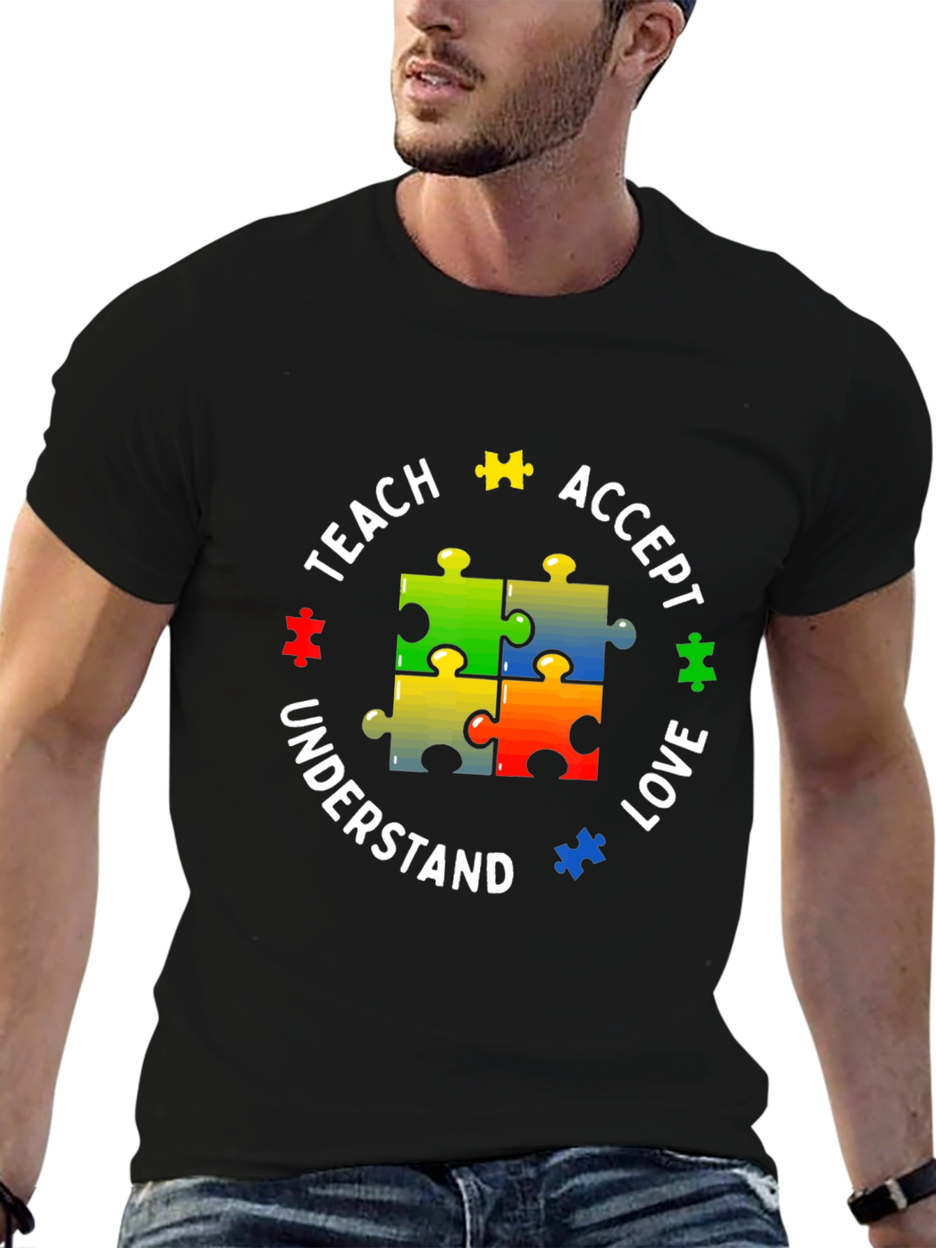 Autism Awareness Puzzle Piece Teach Love T-Shirt