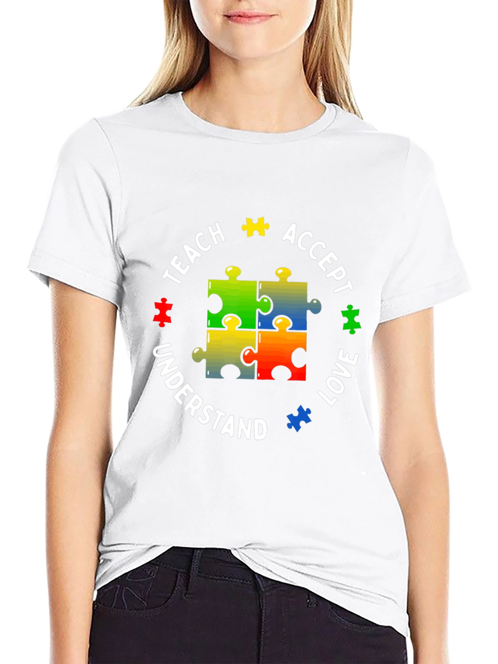 Autism Awareness Puzzle Piece Teach Love T-Shirt