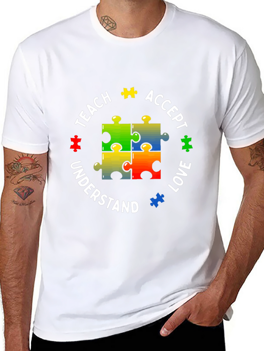 Autism Awareness Puzzle Piece Teach Love T-Shirt