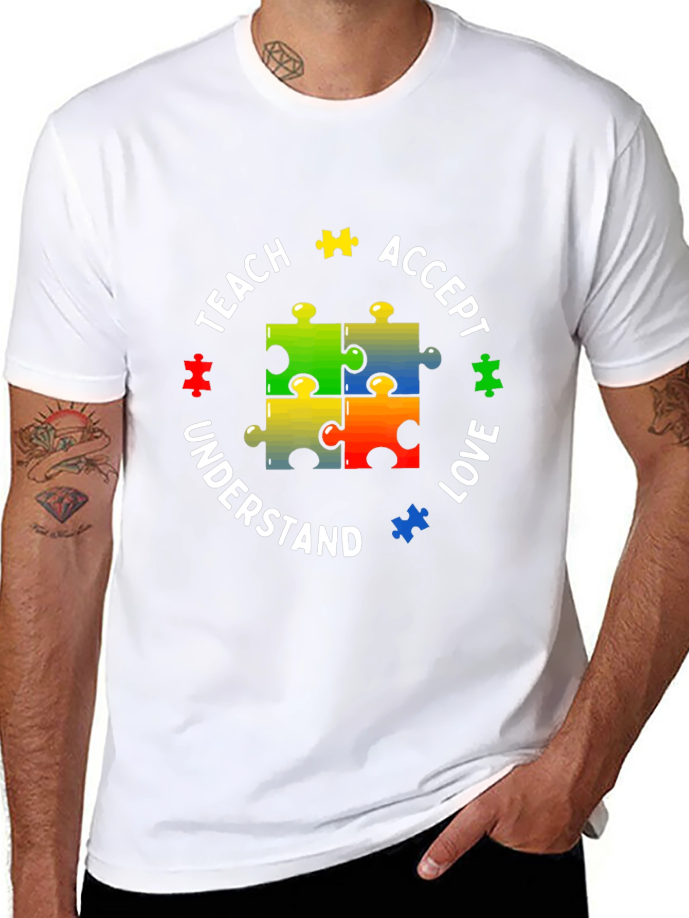 Autism Awareness Puzzle Piece Teach Love T-Shirt