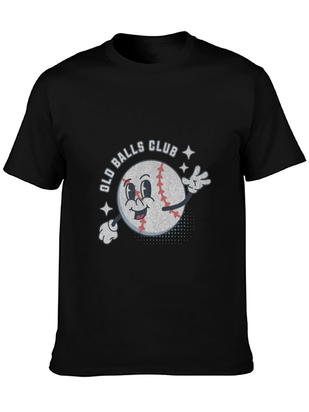 Old Balls Club Baseball Cartoon T-Shirt - Black