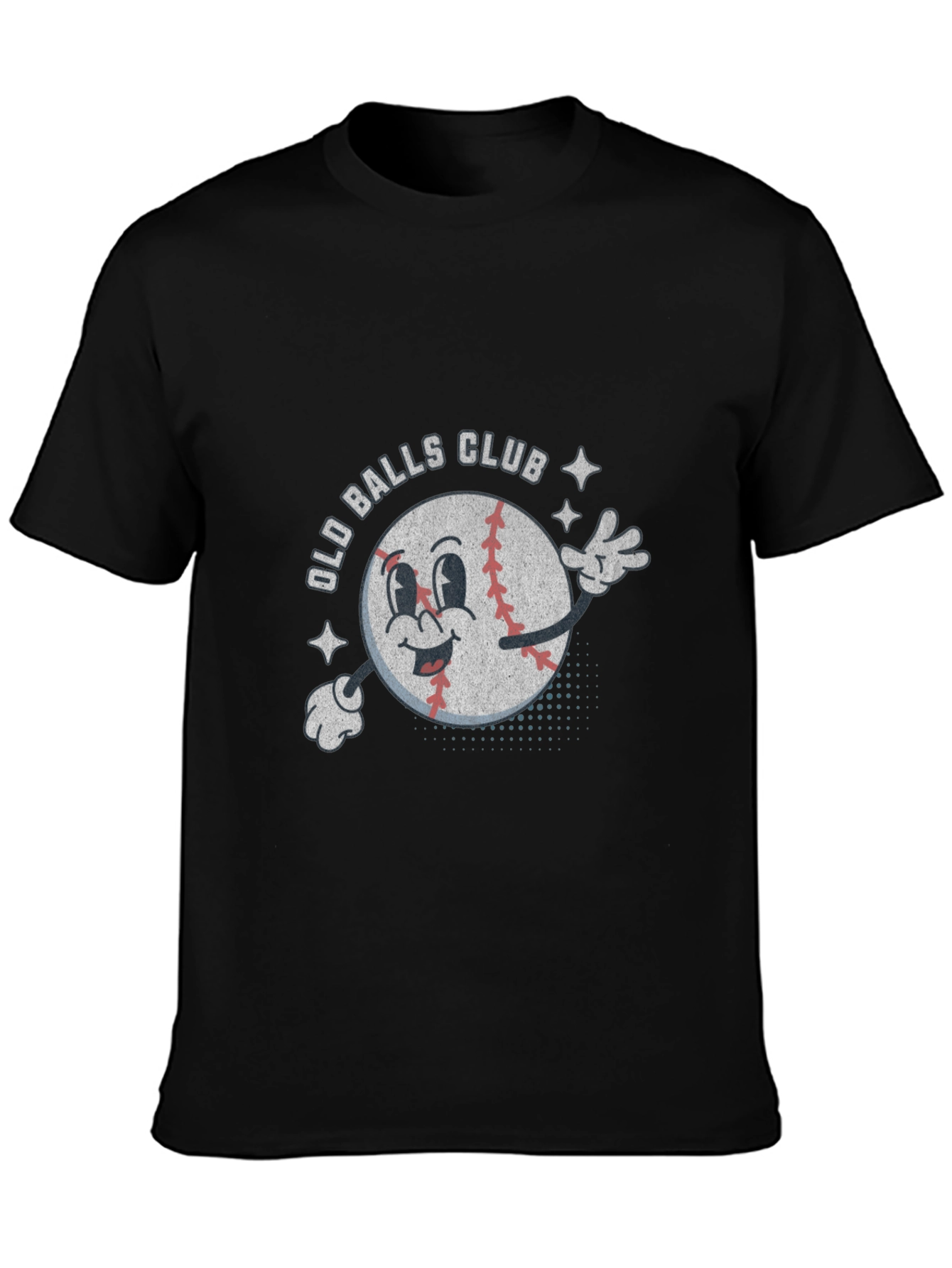 Old Balls Club Baseball Cartoon T-Shirt - Black
