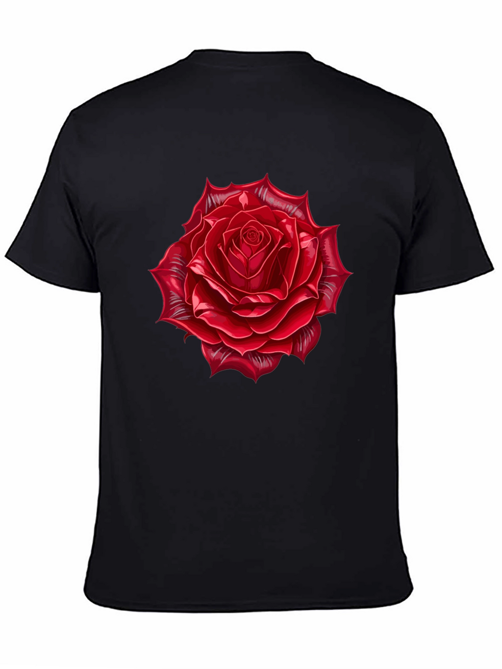 Red Rose Graphic Black T-Shirt