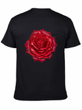 Red Rose Graphic Black T-Shirt